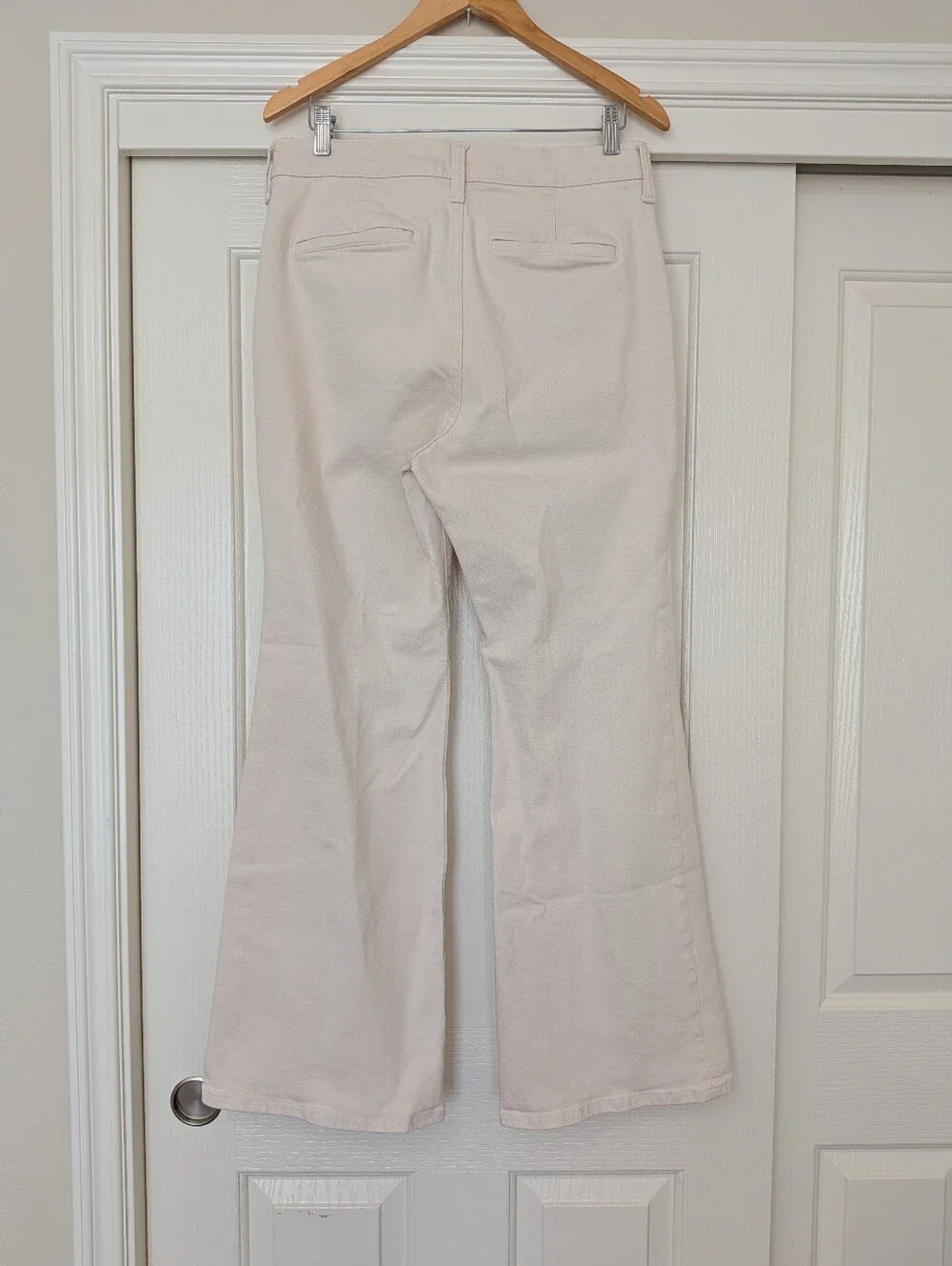 J. CREW Vintage Flare Jean Ecru Wash Ivory Full Length High Rise Sailor Size 30